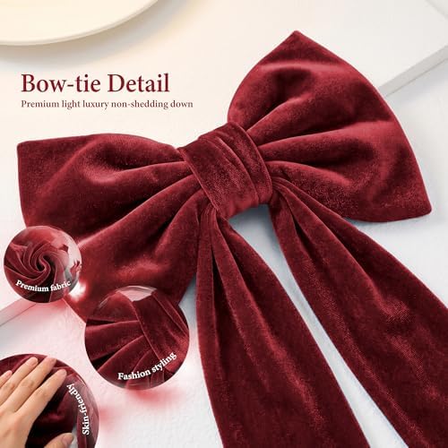 Big Burgundy Red Bows, Large Velvet Bow, 16×52 in Giant Hanging Wall Bow Room Decor, Christmas Bows for Coquette Girl Bedroom, Birthday, Bridal Shower Wedding, Christmas Tree Topper Bow, Front Door - Image 3