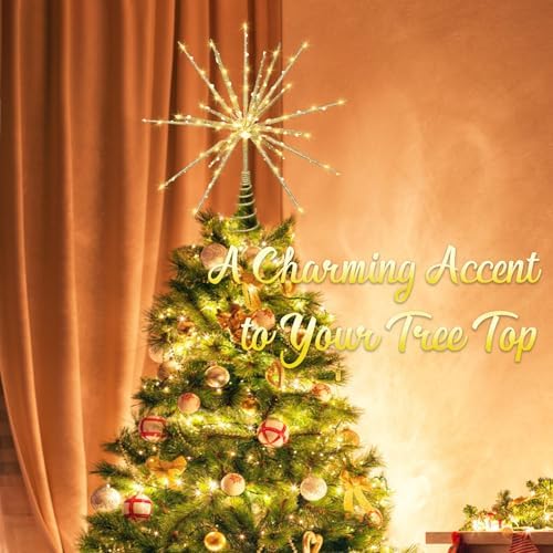 15-Inch Starburst Christmas Tree Topper with 150 LEDs & Remote, Gold - Image 3