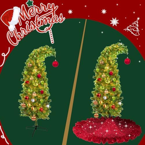 Ruffle Tree Skirt 45 Inch Red Christmas Tree Skirt Vintage - Image 5