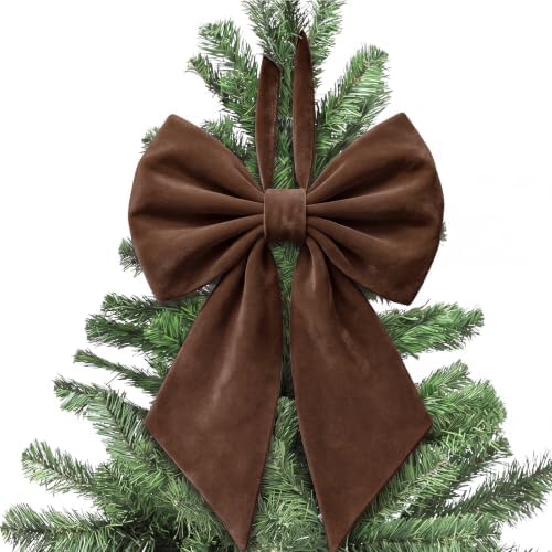 Janinka Dark Brown Christmas Tree Topper Bow 22" Big,Velvet by Janinka