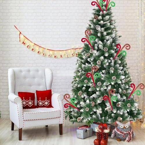 12 Pcs Candy Cane Grinchs Christmas Decorations, Limo Green Christmas Tree Picks, 17 Inch Red and Green Christmas Ornaments for Christmas Tree Topper Filler, Big Large Candyland Xmas Decorations - Image 4