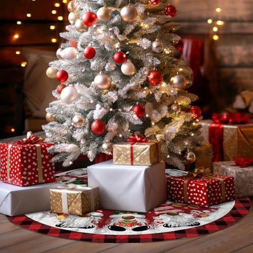 Christmas Tree Skirt, Gnomes Tree Skirts 36 Inch, Christmas Trees Decoration, Xmas Decor Mat for Indoor Outdoor, Xmas Skirts, Gnomes Holiday Decoration - Image 6