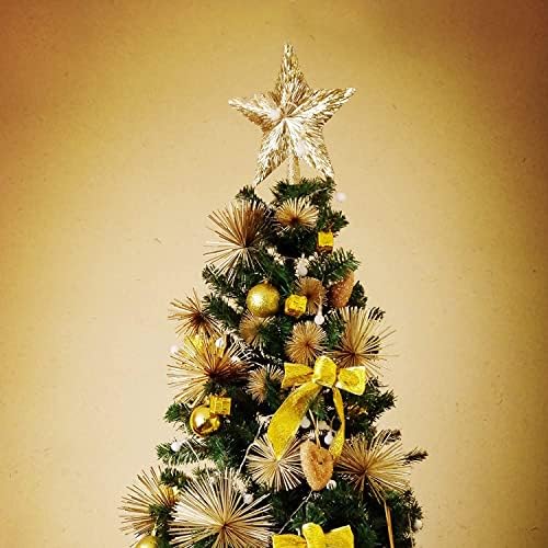 Elegant Christmas Star Tree Topper - Unique Champagne Gold Stars - Shatterproof Handmade Tree Top - Tinsel Decorations - Holiday Decor - Xmas Gift Christmas Ornaments - Toppers for Christmas Tree (8″) - Image 6