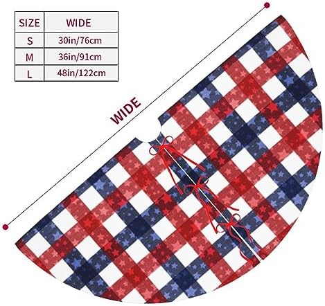 July 4th Patriotic American Flag Plaid Red Blue White 36 Inch Christmas Tree Skirt Carpet Mat Funny Party Decor Supplies for Xmas Halloween Decorations Occasion Ornament - Image 4