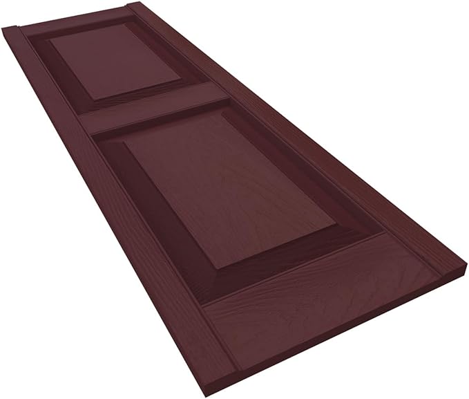12"W x 63"H Lifetime Vinyl, Standard Two Equal Panels, Raised Panel Shutters, w/Installation Shutter-Lok's & Matching Screws (Per Pair), Bordeaux