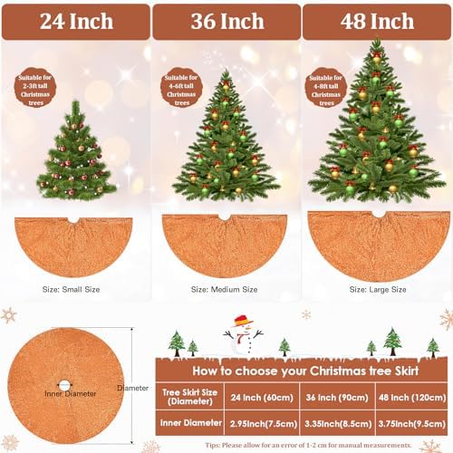 Sequin Christmas Tree Skirt 24 Inch Bronze Satin Tree Skirt with Sequin - Image 5