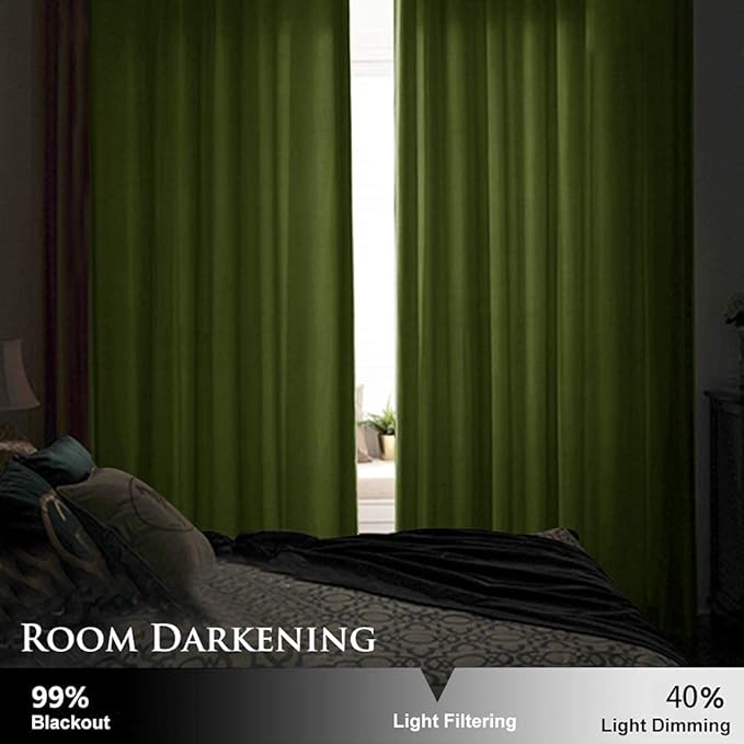 StangH Velvet Curtains 108 inches Long - Feel Soft Velvet Fabric Grommet Light Blocking Curtain Panels Extra Long Wall Backdrops Decoration for Living Room Hall, Grass Green, W52 x L108, 2 Panels