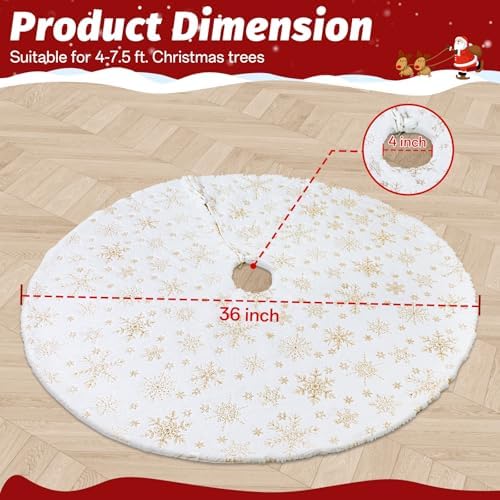 Christmas Tree Skirt, 36 inches White Christmas Tree Skirts - Image 2