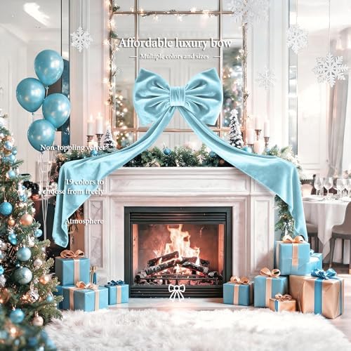 Big Bows, Christmas Decorations, Velvet Christmas Tree Topper Bow, 52 x16 Inch, Giant Christmas Bow Decorations for Home, Wedding, Birthday, Wreath, Door, Wall Decor (Sage Green) - Image 2