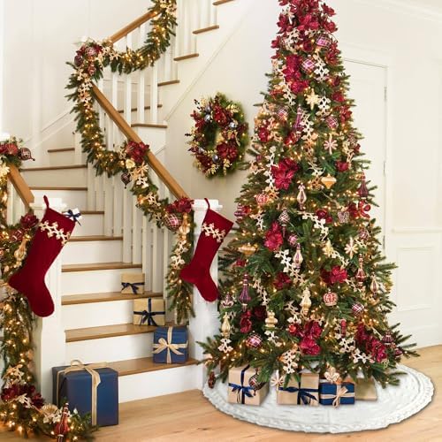 YUJUN 36 inches Christmas Knitted Tree Skirt Decorations Xmas Large White Chunky Cable Farmhouse Thick Rustic Tree Skirt for Merry Christmas Tree Holiday Home Party Decoration - Image 6