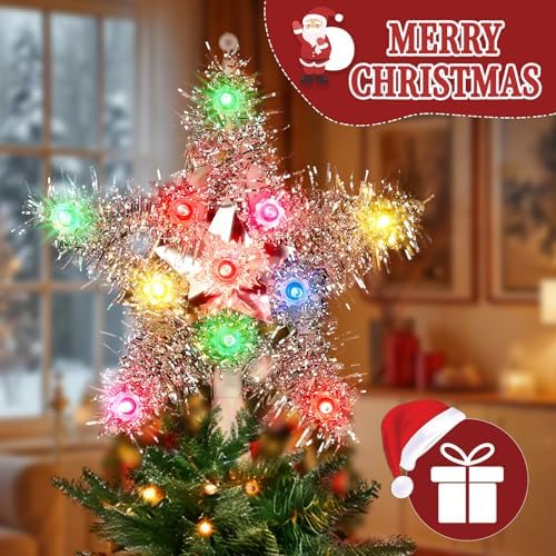 LAMPHOME 9" Lighted Star Christmas Tree Topper,Holiday Home Fit for General Size Xmas Tree,Multicolor - Image 4