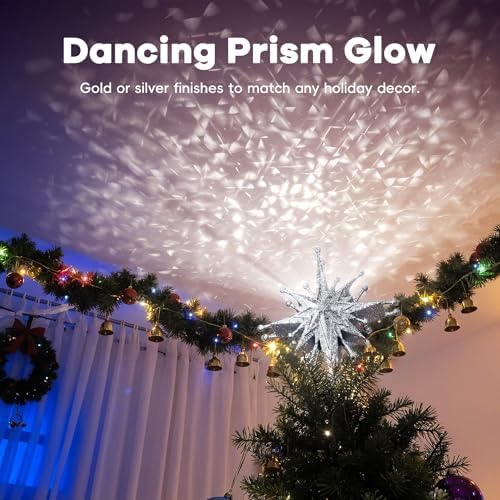 DG-Direct Christmas Tree Topper with Wide Coverage Light, Frosted Silver - Image 2