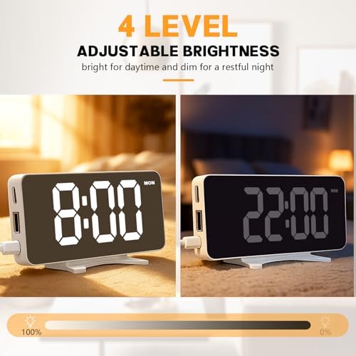 Digital Alarm Clock for Bedroom Dimmable Dual Desk Clock for Heavy Sleepers - Image 5