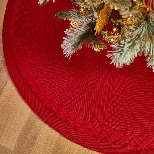 48 Inches Red Knitted Christmas Tree Skirt by Noiclub