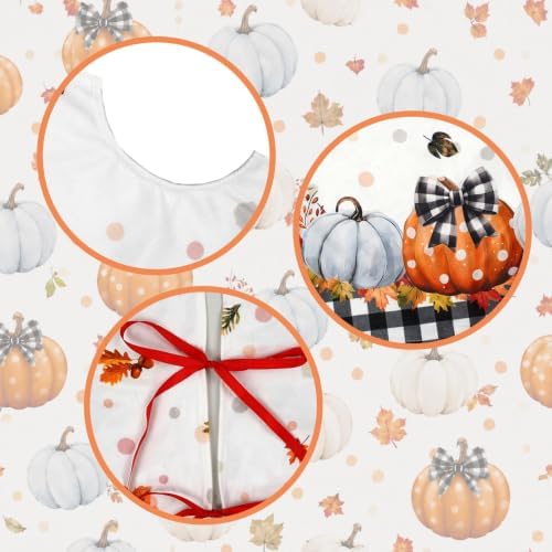 30 Inch Fall Tree Skirt Mat Short Plush Pumpkin Tree Skirts for Indoor Outdoor Fall Tree Decoration - Image 5