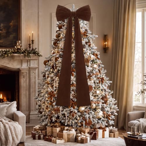 Knitgrip 2 Pack 20x71 in Christmas Large Velvet Bows, Brown - Image 5