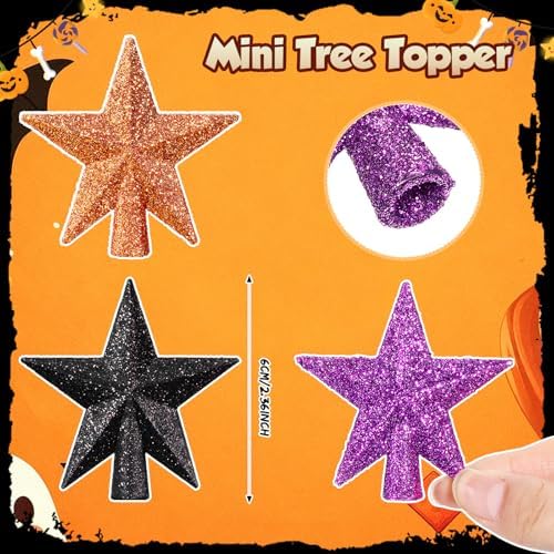 Hanaive 3 Pcs Mini Christmas Tree Topper Small Star Christmas Treetop Ornaments for Mini Tree Holiday Decorative Star for Xmas Home Decor(Colorful,2.36 Inch,Glitter) - Image 2