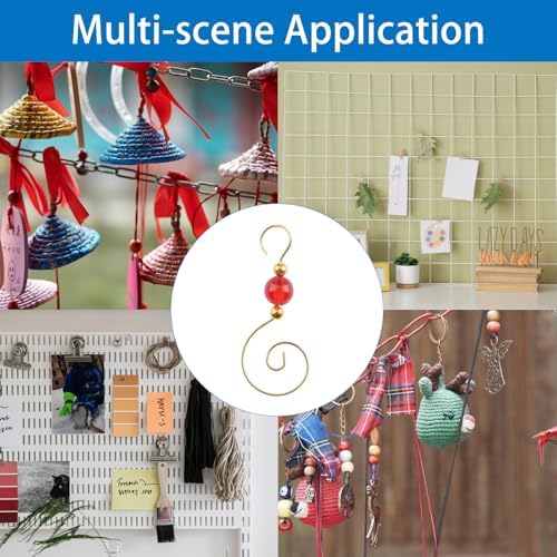 INCREWAY 100PCS Christmas Ornament Hooks, S-Shaped Metal Hooks, Decorative Hook with Crystal Beads for Hanging Ornaments, Decorations, Christmas Stockings - Image 5