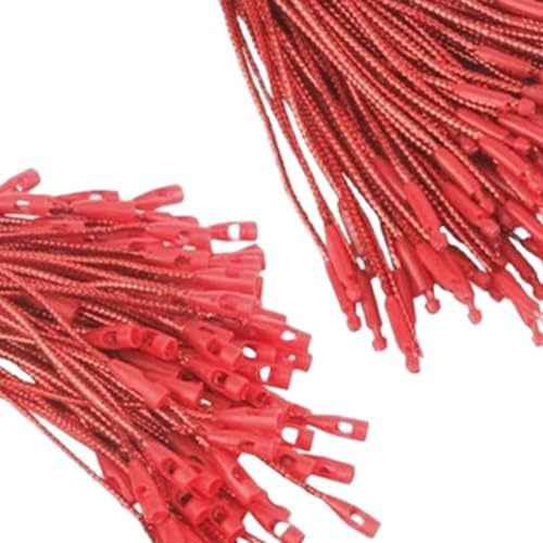 Vaveren 200 Pieces Christmas Hooks Hanger String Precut Ropes Snap Fastener Secure Ornament Attachment Polyester Suitable for Tree Decoration Holiday, Red - Image 2