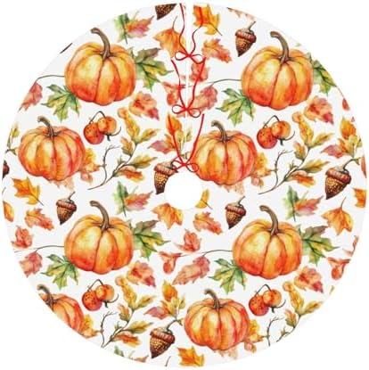 Christmas Tree Skirt, Fall Pumpkins Nuts Thanksgiving Xmas Large Tree Mat, New Year Festive Holiday Party Decorations 30" inches - Image 6
