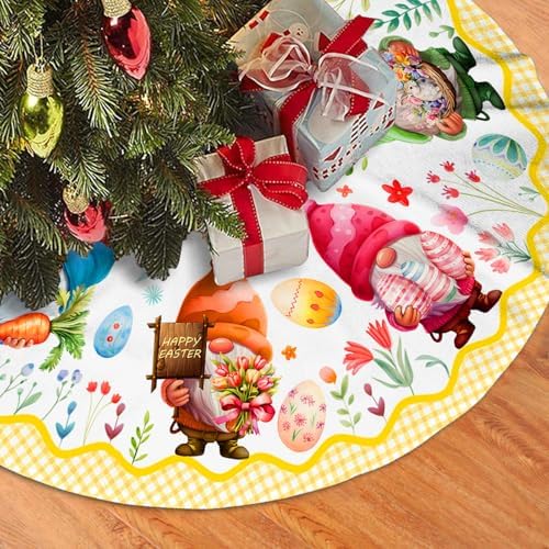 Easter Gnome Tree Skirt 36 Inch Cute Gnome Egg Decor Christmas Tree Skirt Xmas Ornament for Home Holiday Party Decoration Indoor Outdoor - Image 2