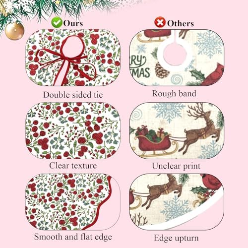 Ridhi Garnet Red Hand Block Print Cotton Christmas Tree Skirt 70 Inch - Image 4