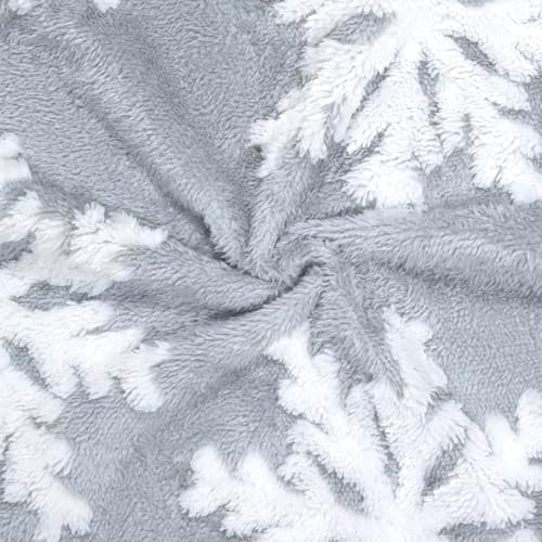 Small Christmas Tree Skirts 24 inch Grey White Xmas Tree Skirt Snowflakes Tree Skirts Fluffy Double Layers Mini Tree Skirt for Holiday Home Party Xmas Tree Decoration - Image 6