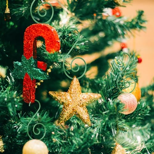 Teenyyou 200 Pcs Christmas Ornaments Hooks, 2 Inch and 3.1 Inch S Shaped Christmas Tree Ornament Hangers Xmas Swirl Metal Hanging Hooks for Xmas Tree Balls Decoration(Green) - Image 3