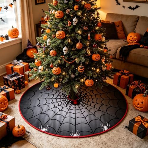 36 Inch Reversible Halloween Thanksgiving Tree Skirt, Double Sided - Image 3