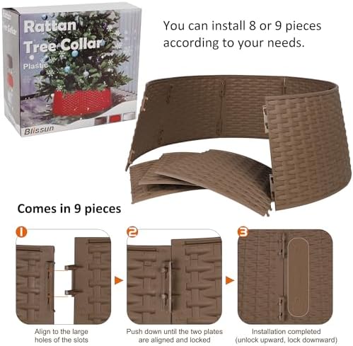 Blissun Christmas Tree Ring, 28.5" Plastic Christmas Tree Collar, Christmas Tree Skirt for Artificial Christmas Trees Decoration (Extra Large, Brown) - Image 3