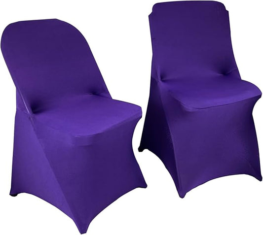 10PCS Stretch Spandex Folding Waterproof Chair Covers,Universal Fitted Chair Cover Protector for Wedding Party Banquet Holidays Celebration Decoration(Purple)