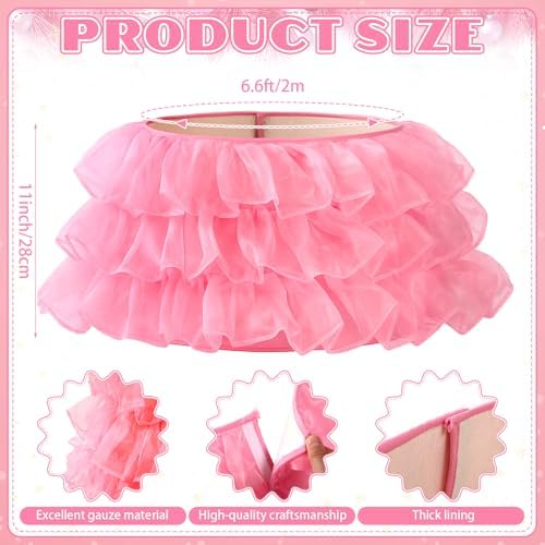 Halloscume 25 Inch Pink Tulle Christmas Tree Collar Skirt Wedding - Image 2