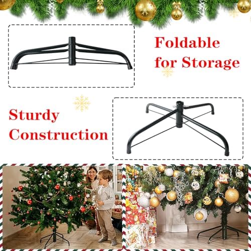 16 Inch Folding Metal Christmas Tree Stand, Green Universal Replacement Xmas Tree Stand Base for Christmas Artificial Tree - Image 6