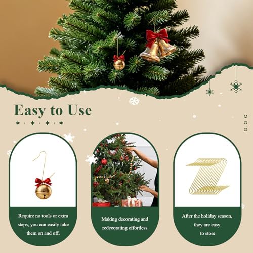100 Pcs Metal Christmas Ornament Hooks for Christmas Tree Decoration, Gold - Image 6