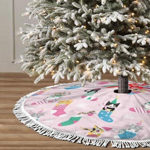 Cute Cartoon Cats Christmas Tree Skirt 30 Inch - Image 2