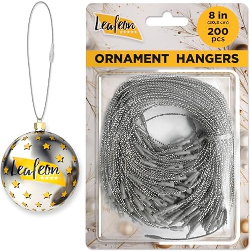 200 pcs Ornament Hangers for Christmas Tree Decoration - Silver Christmas Ornament Hooks - Ornament String for Christmas Tree Holiday Party by Leafeon