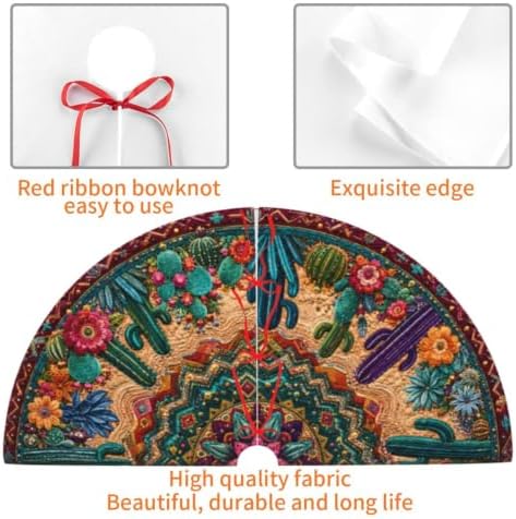 Desert Cactus Christmas Tree Skirt Tree Mat for Xmas Holiday Party Decorations Indoor Outdoor 36 Inch - Image 6