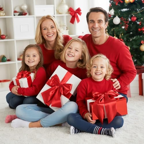 Big Red Bows for Christmas Tree Topper, 23x11 in Ruby Red Satin Bow Christmas Tree Decorstions for Hoom Wall Backdrop Room as Crib Skirt for Holiday Bow Decor Xmas Valentine's Day (Heavyweight Satin) - Image 5