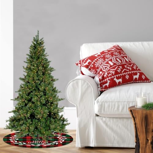 2-Piece Mini Christmas Tree Skirt - 15 Inch Buffalo Check Plaid Tree Skirt - Red & Black Plaid - Snowflake, Reindeer & Santa Designs - Image 7
