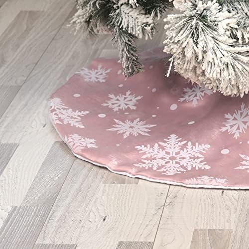 Flash World 36 Inch Large Christmas Tree Skirt Xmas Soft Cover Mat Decor Snowflake Collar Farmhouse Tree Skirt for Holiday Ornaments Party Home Indoor Decorations (FIocking Pink, 36INCH) - Image 5