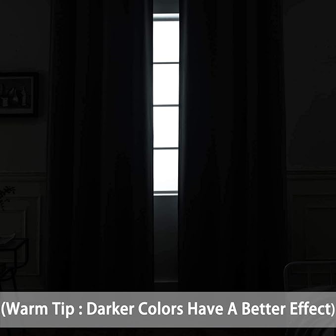 Yakamok Room Darkening Natural Blackout Curtains Thermal Insulated Grommet Curtain Panels for Bedroom, 38W x 72L, Natural, 2 Panels