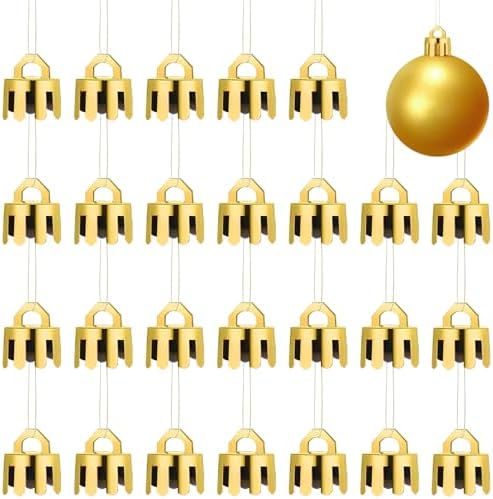 150 Pcs Round Christmas Ornament Caps - Removable Plastic Hangers - Gold, 0.5 Inch by Unknown