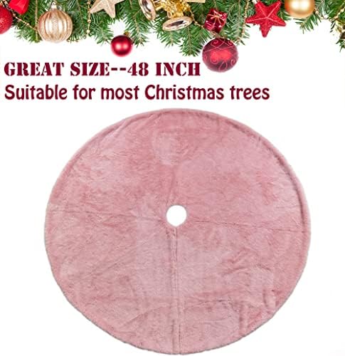 AOGU 48 Inch Faux Fur Christmas Tree Skirt Pink Shiny Plush Skirt for Merry Christmas Party Christmas Tree Decoration - Image 5