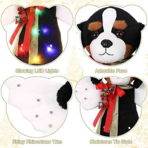 Beeveer Mountain Dog Tree Topper LED Lighted Angel Glitter Wings White Cat - Image 3