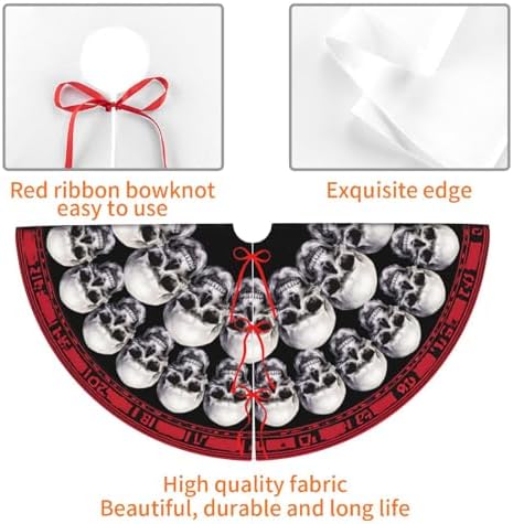 Halloween Skull Christmas Tree Skirt Funny Tree Mat for Farmhouse Xmas Holiday Party Decorations Indoor Outdoor 36 Inch - Image 3