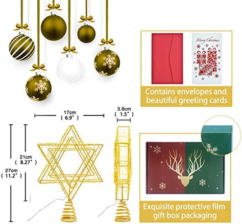 11 Inch Christmas Tree Star Topper 3AA Battery Powered Christmas Tree Topper Lighted, Gold Iron Christmas Tree Star Topper with 20LED Lights, for Christmas, Party & Home(Warm Light) - Image 2