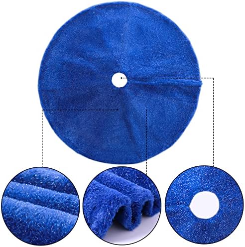 Christmas Tree Skirt 48 inch Blue Faux Fur Soft Fluffy Ornaments Xmas Tree Skirts for Xmas Tree Ornaments and Party Holiday Decorations - Image 3