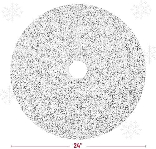 Mr. Pen- Small Christmas Tree Skirt 24 inch, Silver Sequin Tree Skirt - Image 2