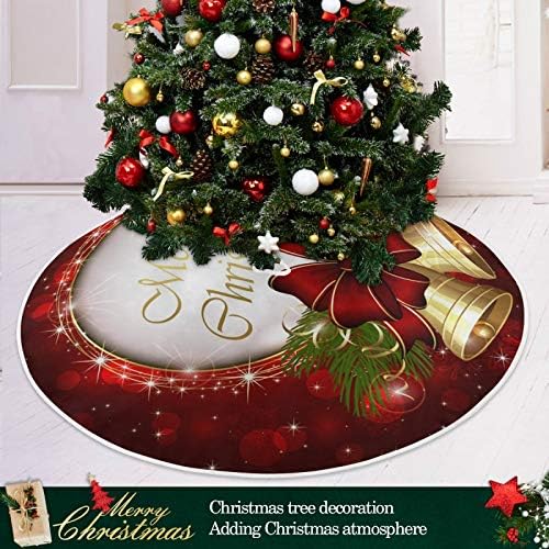 ATTX Christmas Bell Christmas Tree Skirt Home Decoration Large Round Tree Skirt 35.4 Inches - Image 6