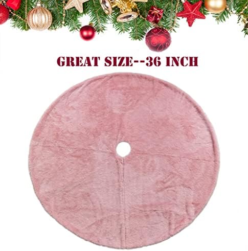 AOGU 36 Inch Faux Fur Christmas Tree Skirt Pink Shiny Plush Skirt for Merry Christmas Party Christmas Tree Decoration - Image 5